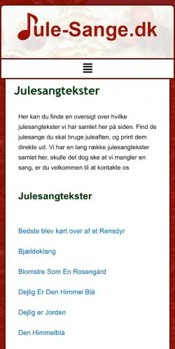 Anteprima del sito Danske Julesange, media di Danimarca per articoli sponsorizzati