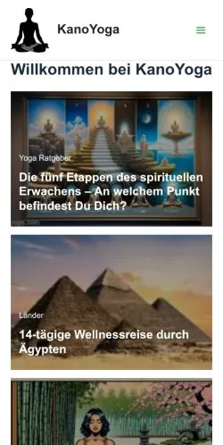 Preview of the KanoYoga website, a media outlet in Germany for sponsored articles