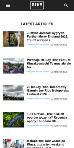 スポンサード記事向けのポーランドメディア、Magazyn BIKEのサイトプレビュー