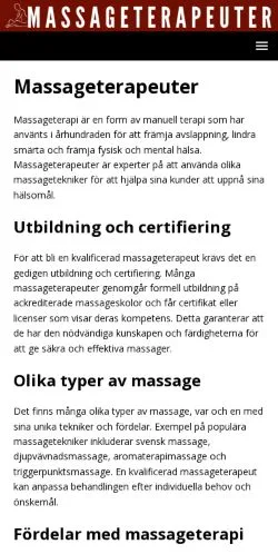 스폰서 기사용 스웨덴 매체 Massageterapeuter 사이트 미리보기