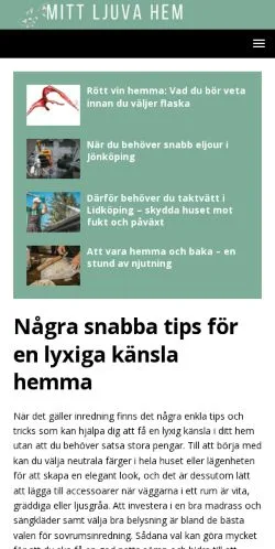 스폰서 기사용 스웨덴 매체 Mitt Ljuva Hem 사이트 미리보기