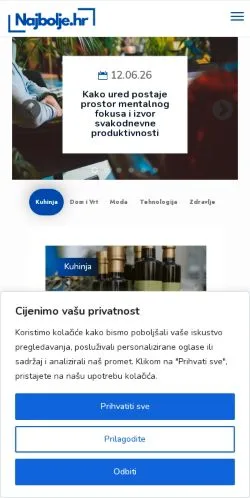 Podgląd witryny Najbolje, medium z kraju Chorwacja do artykułów sponsorowanych