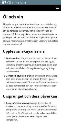 Anteprima del sito Öl Och Vin Magasinet, media di Svezia per articoli sponsorizzati