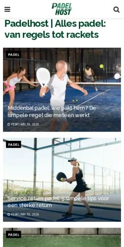Sponsorlu makaleler için Hollanda medyası Padelhost sitesinin önizlemesi