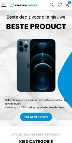 Anteprima del sito Partyenconcert, media di Paesi Bassi per articoli sponsorizzati