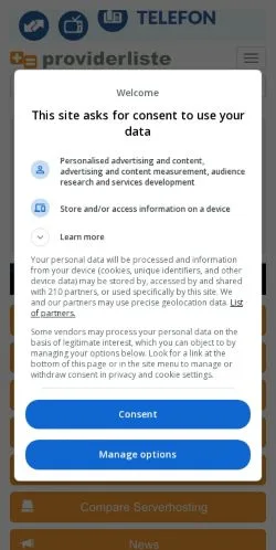 Aperçu du site providerliste, média de Suisse pour articles sponsorisés