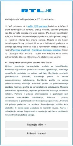Forhåndsvisning av nettstedet RTL, medium fra Kroatia for sponsede artikler