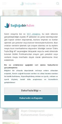Anteprima del sito Sağlığa Bir Adım, media di Turchia per articoli sponsorizzati