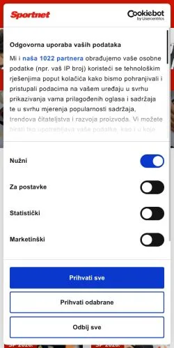 Podgląd witryny Sportnet.hr, medium z kraju Chorwacja do artykułów sponsorowanych