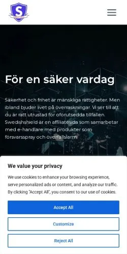 Anteprima del sito SwedishShield, media di Svezia per articoli sponsorizzati
