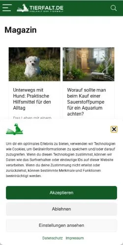 Sponsorlu makaleler için Almanya medyası Tierfalt Vielfalt sitesinin önizlemesi