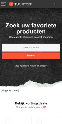 Pré-visualização do site Turnitoff, meio de Países Baixos para artigos patrocinados