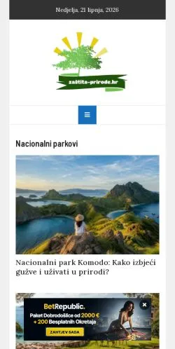 Podgląd witryny Zaštita Prirode, medium z kraju Chorwacja do artykułów sponsorowanych