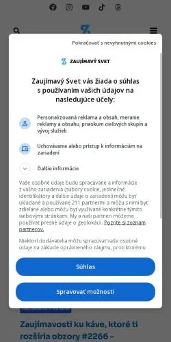 Anteprima del sito Zaujímavý Svet, media di Slovacchia per articoli sponsorizzati