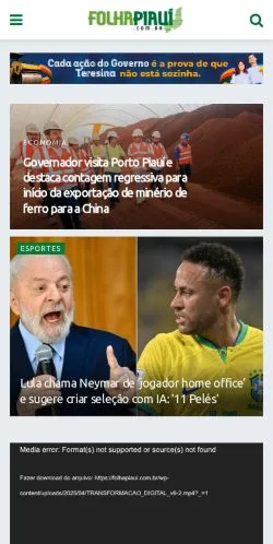 Förhandsvisning av webbplatsen Folha Piauí, medium i Brasilien för sponsrade artiklar