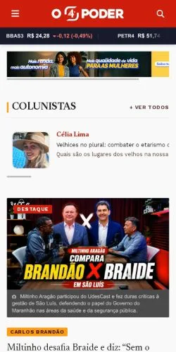 Aperçu du site O Quarto Poder, référencé pour publier un article sponsorisé