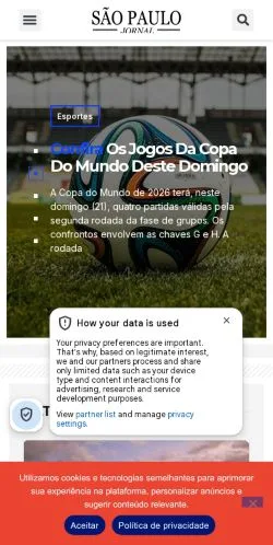 Podgląd witryny São Paulo Jornal, medium z kraju Brazylia do artykułów sponsorowanych