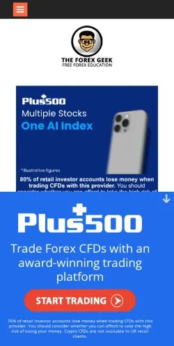 Podgląd witryny The Forex Geek, medium z kraju Stany Zjednoczone do artykułów sponsorowanych