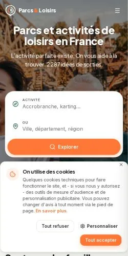 Anteprima del sito Parcs & Loisirs, media di Francia per articoli sponsorizzati