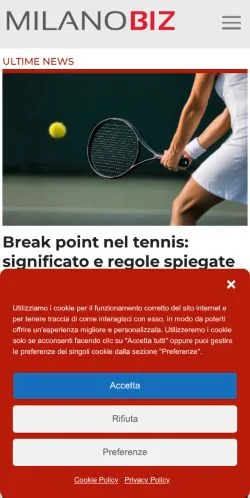 Anteprima del sito MilanoBIZ, media di Italia per articoli sponsorizzati