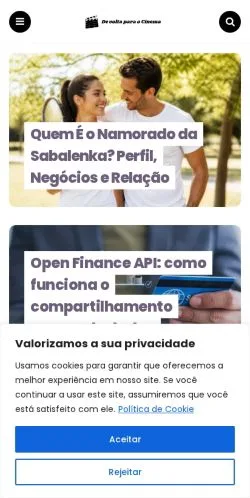 Voorbeeld van de site De Volta Para O Cinema, medium uit Brazilië voor gesponsorde artikelen