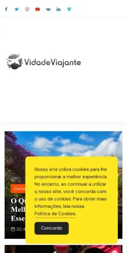 Anteprima del sito Vida De Viajante, media di Brasile per articoli sponsorizzati