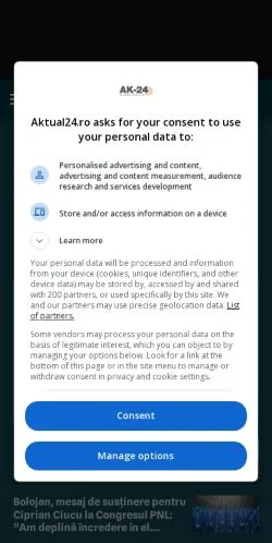 Anteprima del sito Aktual24, media di Romania per articoli sponsorizzati
