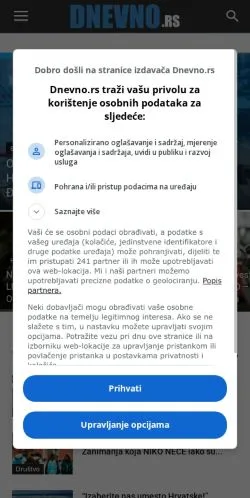 Anteprima del sito Dnevno.rs, media di Croazia per articoli sponsorizzati