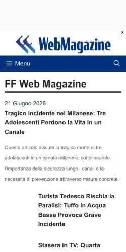 Podgląd witryny FF Web Magazine, medium z kraju Włochy do artykułów sponsorowanych