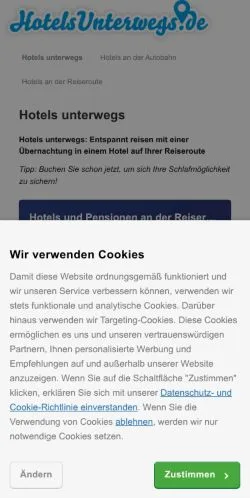 Anteprima del sito Hotels Unterwegs, media di Germania per articoli sponsorizzati