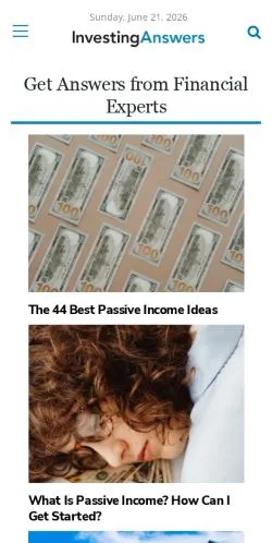 Anteprima del sito InvestingAnswers, media di Stati Uniti per articoli sponsorizzati