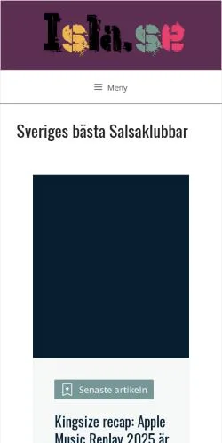 Förhandsvisning av webbplatsen Sveriges Bästa Salsaklubbar, medium i Sverige för sponsrade artiklar