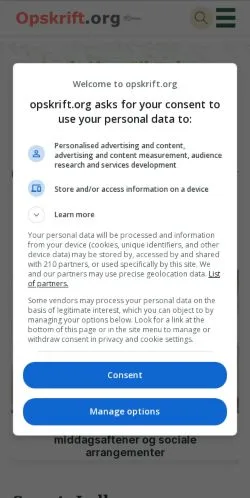 Aperçu du site Opskrift, média de Danemark pour articles sponsorisés