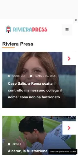 Podgląd witryny Riviera Press, medium z kraju Włochy do artykułów sponsorowanych