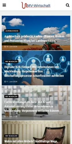 Anteprima del sito Wirtschaft MV, media di Germania per articoli sponsorizzati
