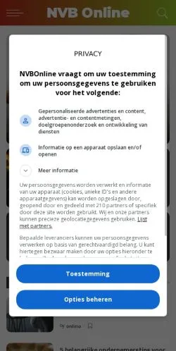 Anteprima del sito NVB Online, media di Paesi Bassi per articoli sponsorizzati