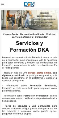 Anteprima del sito Cursos gratis online DKA, media di Spagna per articoli sponsorizzati