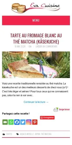 Anteprima del sito Eva Cuisine, media di Francia per articoli sponsorizzati