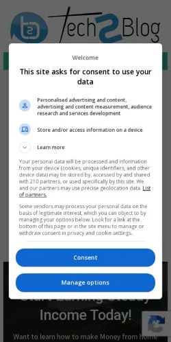 Forhåndsvisning av nettstedet Tech2Blog, medium fra USA for sponsede artikler