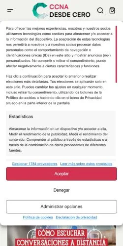 Anteprima del sito CCNA Desde Cero, media di Spagna per articoli sponsorizzati