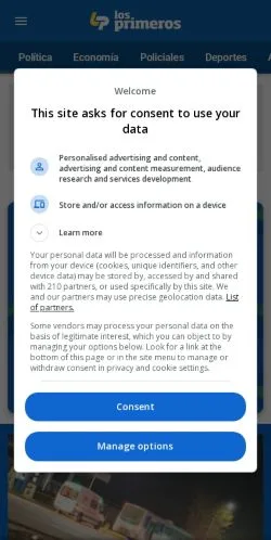 Anteprima del sito Los Primeros TV, media di Laos per articoli sponsorizzati