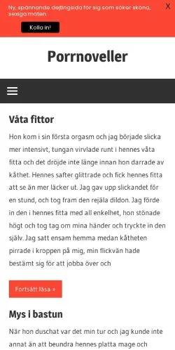 Anteprima del sito Porrnoveller, media di Svezia per articoli sponsorizzati