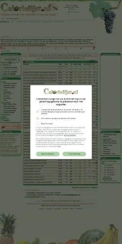스폰서 기사용 네덜란드 매체 Calorielijst 사이트 미리보기