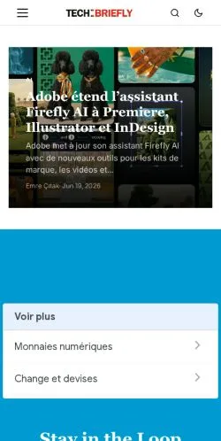 Förhandsvisning av webbplatsen TechBriefly, medium i Frankrike för sponsrade artiklar