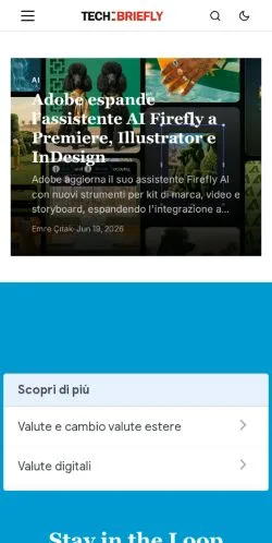 Anteprima del sito TechBriefly IT, media di Italia per articoli sponsorizzati