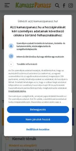 Podgląd witryny KamaszPanasz, medium z kraju Węgry do artykułów sponsorowanych