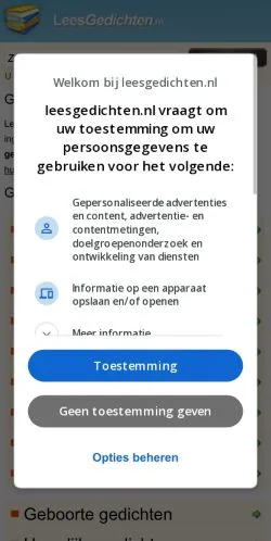 Podgląd witryny LeesGedichten, medium z kraju Holandia do artykułów sponsorowanych
