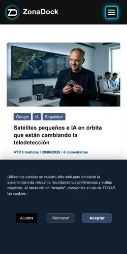 Förhandsvisning av webbplatsen ZonaDock, medium i Spanien för sponsrade artiklar
