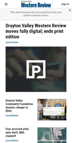 Podgląd witryny Drayton Valley Western Review, medium z kraju Stany Zjednoczone do artykułów sponsorowanych