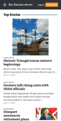 스폰서 기사용 미국 매체 The Charlotte Gazette 사이트 미리보기